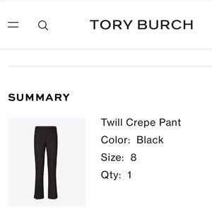 Tory Burch Black Twill Crepe Trousers